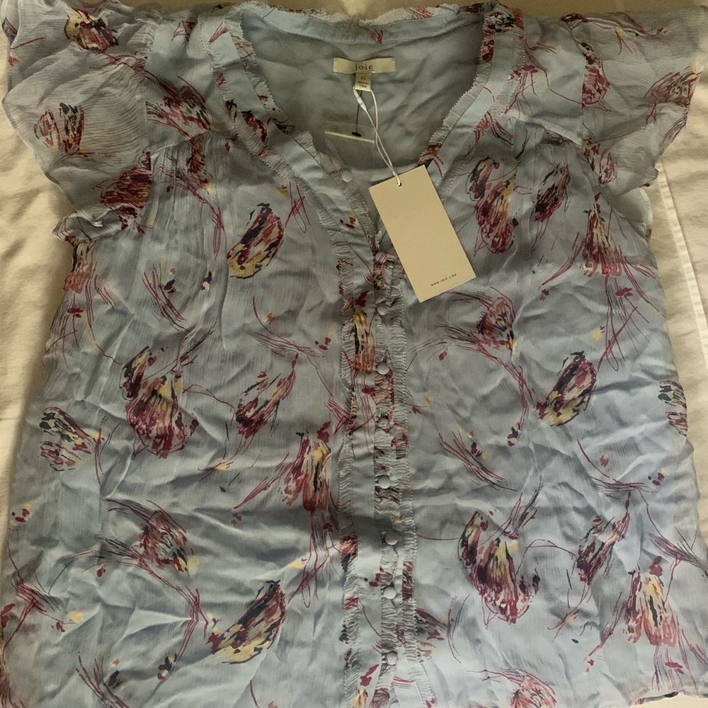 Joie Blue Floral Top Spring 2020